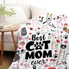 VIKAMA Cat Mom Blanket Just A Girl Who Loves Cats Blanket Gift For Animal Lovers Soft Flannel Pet-Patterned Blanket