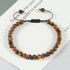 6mm Natural Stone Men Bracelets Charm Tiger Eye Black Beads Bracelet Braided Bangle Adjustable Charm Women Yoga Jewelry Pulseras