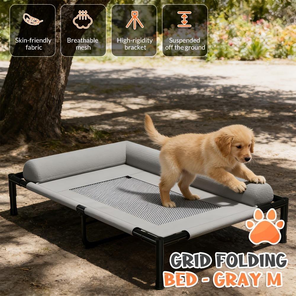 For Cats Dogs Elevated Cooling Dog Bed Washable Hammock Breathable Mesh Cot Indoor Outdoor Anti-Scratch Waterproof Portable