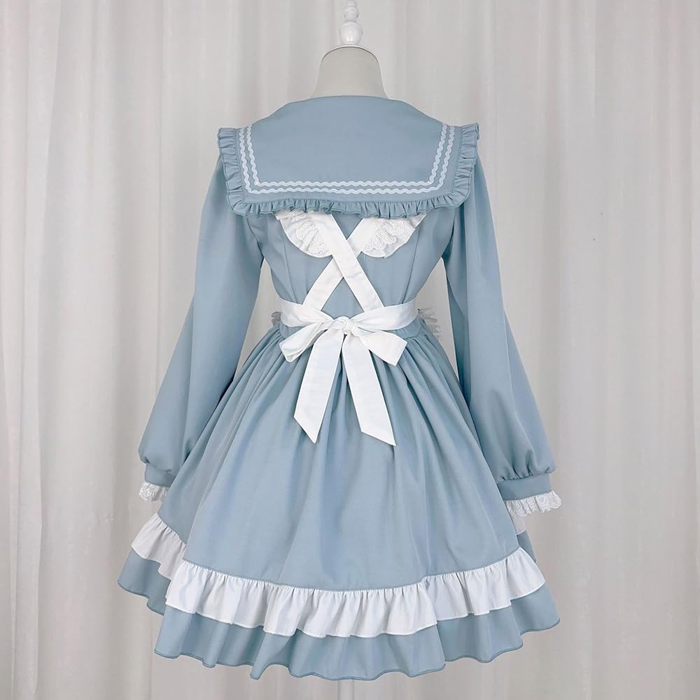 Maid Gothic Sailor Cosplay Ruffled Lolita Long Sleeve Costume Neat and Perfect for Cafes and Amusement Parks Size [ShouKi Manufacturing] Outfit,
