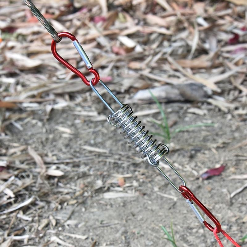 Outdoor Tent Spring Elastic Buckle Stainless Steel Camping Tent Windproof Rope Buckle Ground Fixing Buckle