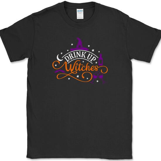 Drink Up Witches T-Shirt Funny Halloween Drinking Party Novelty Cotton Tee XXXL