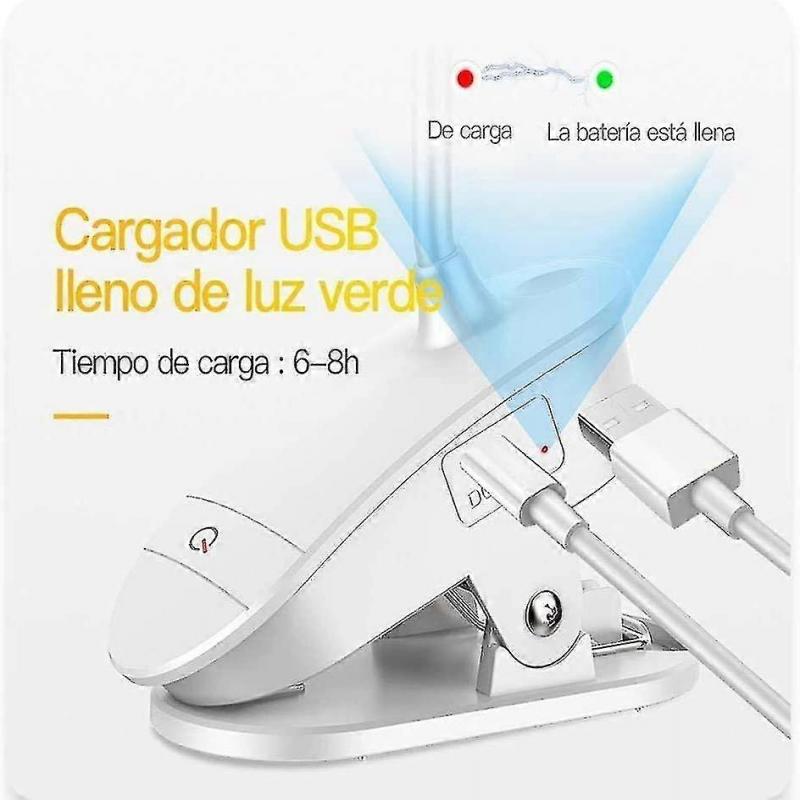 Clip-on Reading Light, Battery Powered, Clip-on Bed Light With 3 Brightness Levels, Usb Rechargeable, Reading Light
