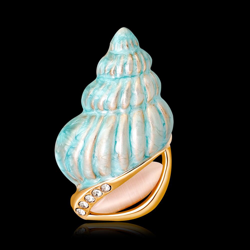 Fashion Drop Oil Light Blue Conch Brooch All-match Refined Breastpin for Girls Ladies