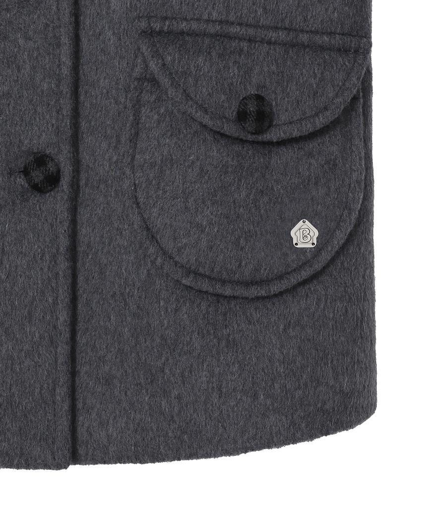 BAUF Check Double Button Half Coat [Grey]