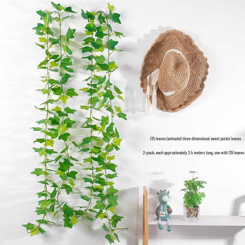 Artificial Rattan Vines for Pipe and Ceiling Decoration - Fake Green Leaves