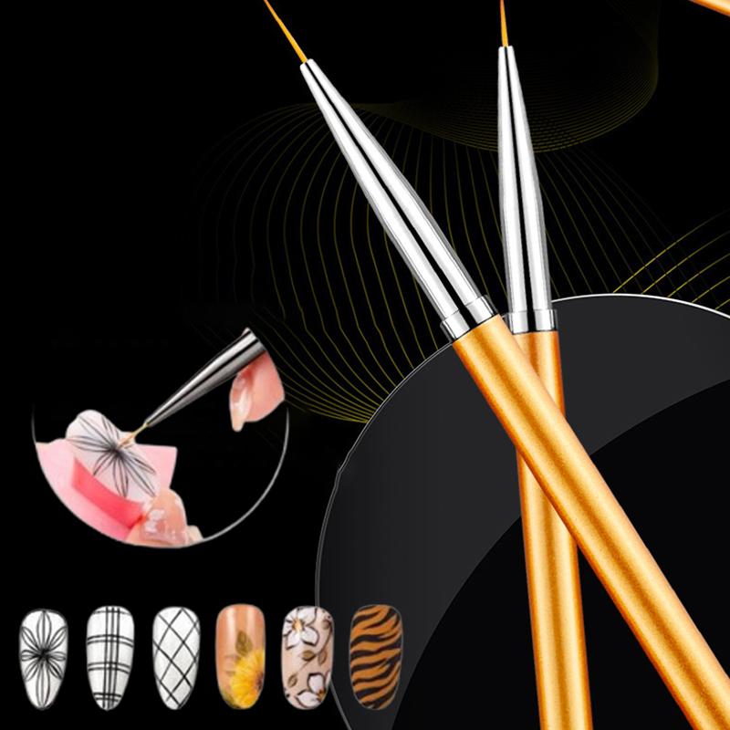 3Pcs Nail Art Liner Brushes French Stripe 3D Tips Line Stripes Diy Drawing Pen Uv Gel Brushes Painting Manicure Nail Tool Sets