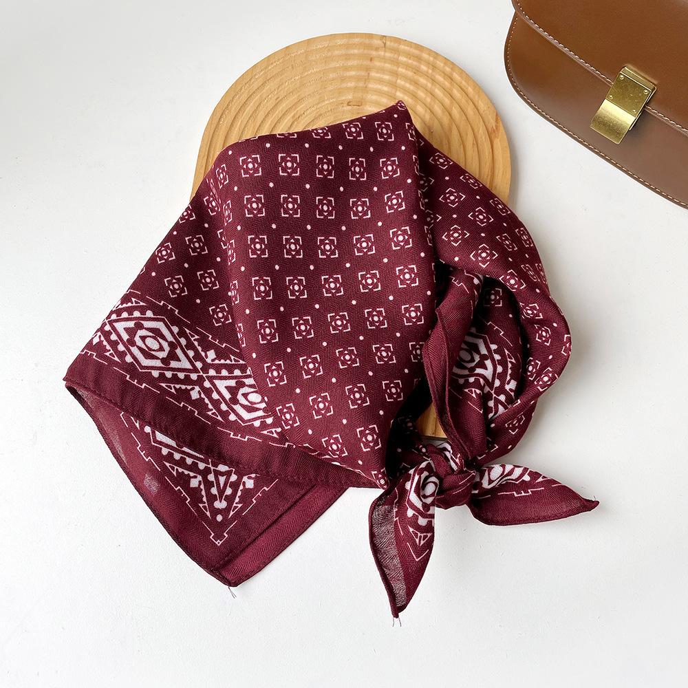 Retro Cotton And Linen Herringbone Pattern Small Square Scarf Silk Scarf Versatile Square Scarf Belt Silk Scarf Clothing With Neck Scarf