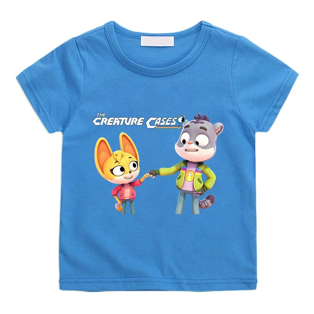 Camiseta Infantil Estampado de Dibujos Animados The Creature Cases 2-12 Años Niños Niñas Unisex Moda Manga Corta Cuello Redondo Tops Casuales