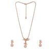 Estele Women Designer Rose Gold Plated Palm Tree Crystal Necklace Set