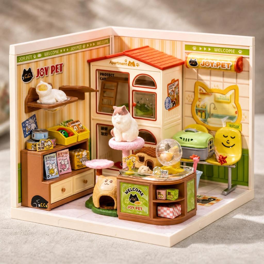 Display-Friendly Miniature Shop Diorama Detailed with Dust Protection