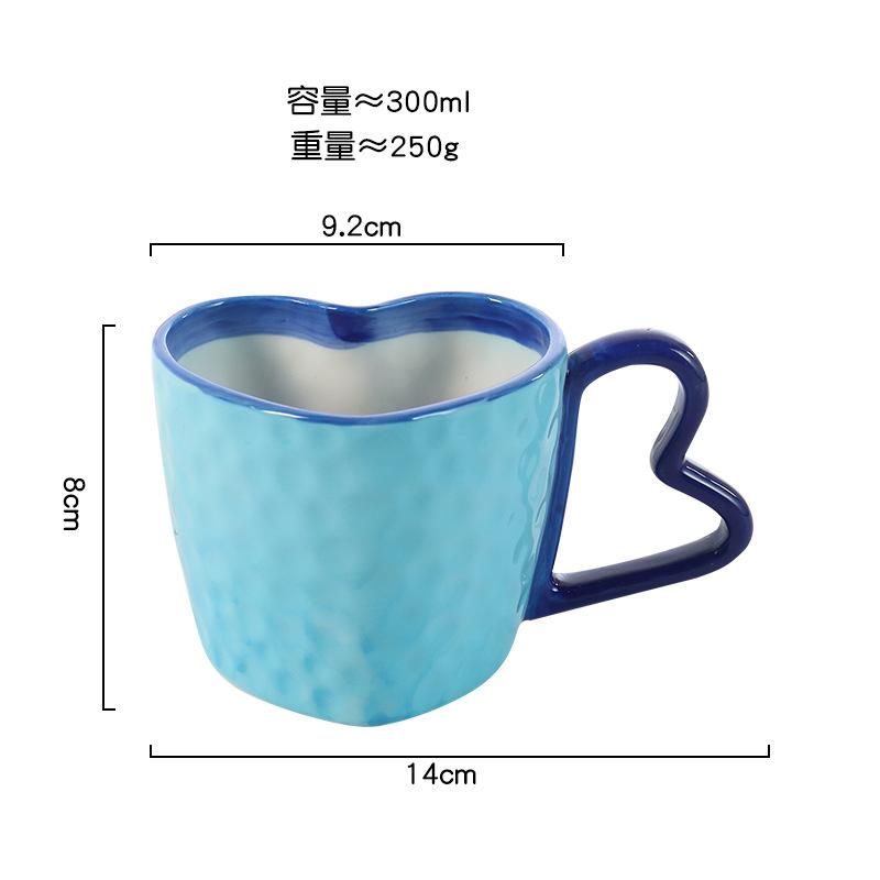 Creative 300ml Hearts Ceramic Coffee Mug Love Handle Couple Mug Afternoon Tea Dessert Tea Cup Drinkware Office Mug Home Decor