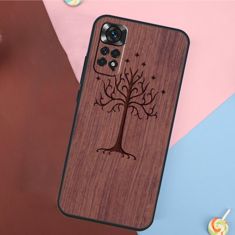 Tree Flower Bamboo Wood Cover For Xiaomi Redmi Note 13 Pro 14 12 11 9 10 9S 10S 11S 12S Redmi 10C 12C 13C 14C Case