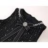 Girls' Tweed Little Sleeveless Vest Dress Autumn Winter New Baby Black Light Luxury Rhinestone Dress