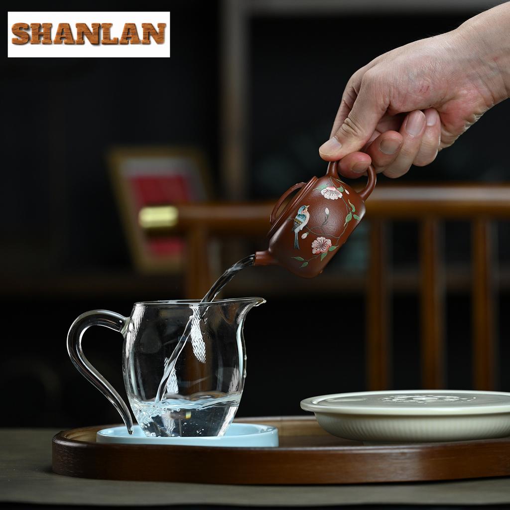 120ml Exquisite Yixing Purple Clay Teapots Handmade Large Caliber Pot Raw Ore Zhu Mud Kettle Zisha Tea Set Ornaments Collection