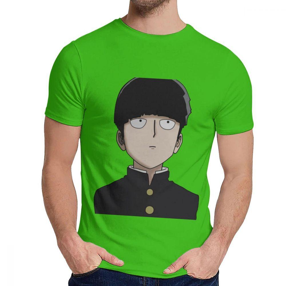 Herren T-Shirt Shigeo Kageyama Mob Psycho 100 Reine Baumwolle Oberteil Design Rundhals Harajuku Streetwear