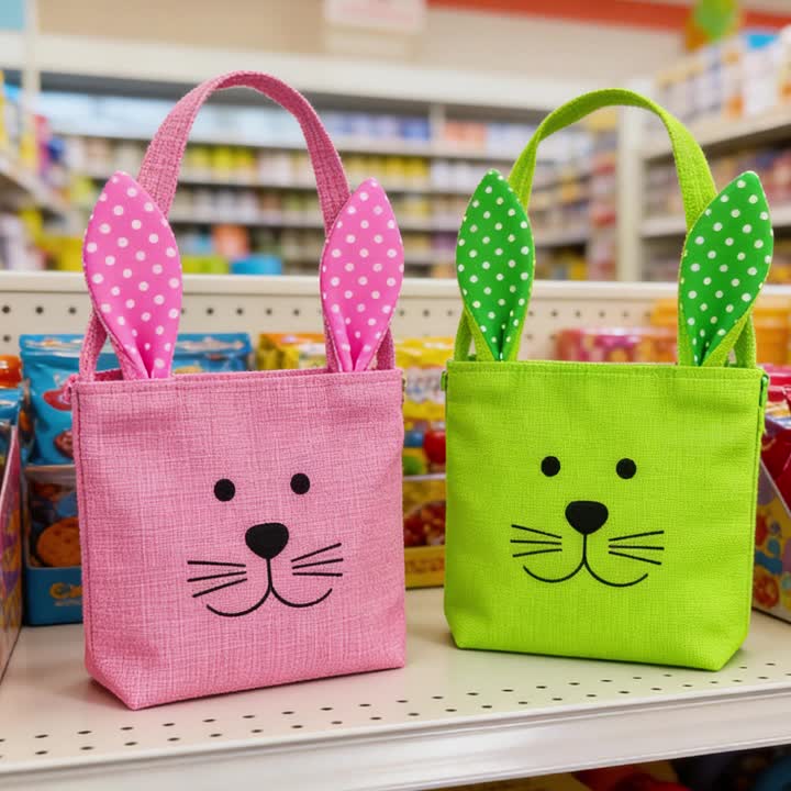 2pcsEaster Tote Bags Easter Bunny Bag With Handle Linen Rabbit Gift Bags Candy Storage Basket Handbag Easter Party Supplies 2026 9x14cm&others