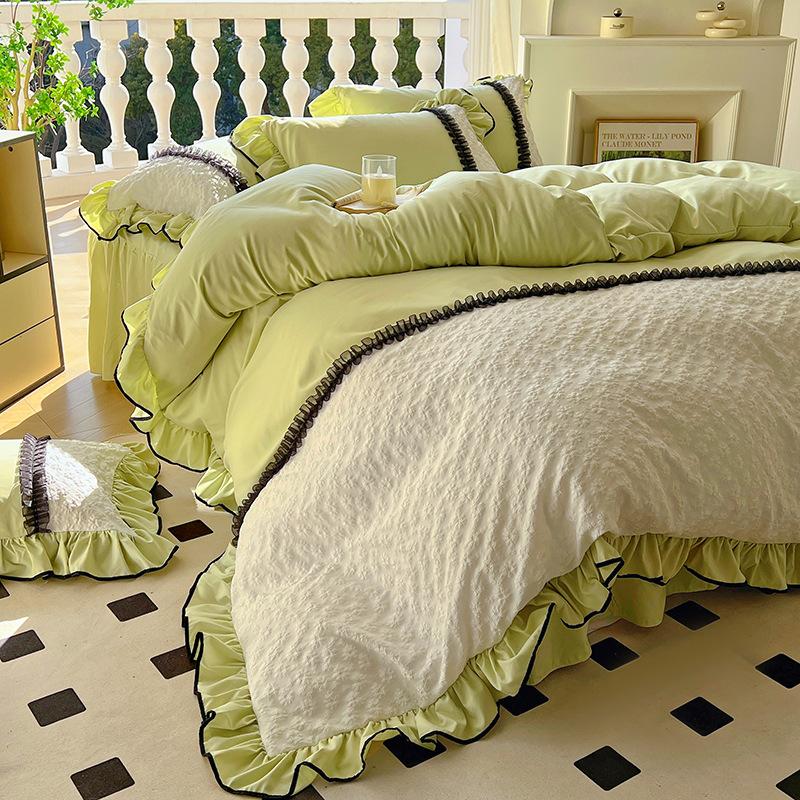 Chiffon Lace Bedding Set Four-piece Set Skin-friendly Breathable Washed Sheets Quilt Cover Pillowcase
