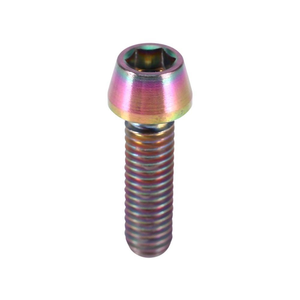 1pc M6x16/20mm Tapered Head Screw Titanium Alloy with Washer Conical Bolt Lightweight Hexagon Cone Hex Screws for Mountain Bike