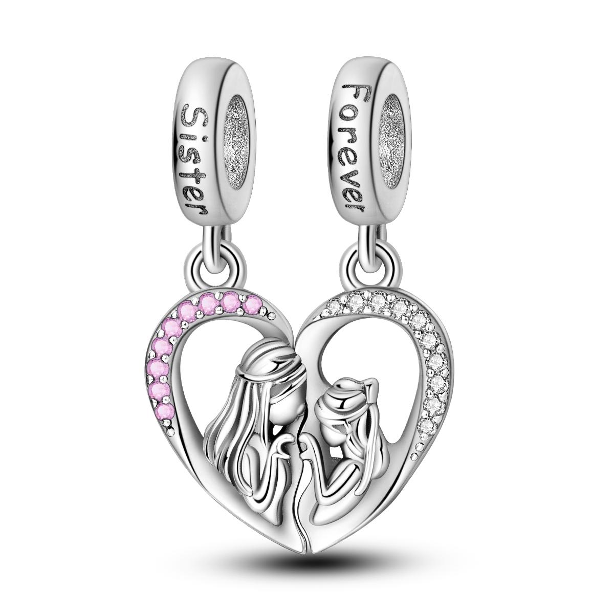 

Trendy Copper Metal Sisters Bixin Double Charm Bead Component Compatible With DlY Bracelet High Quality Fine Jewelry Necklaces Women s Birthday Party