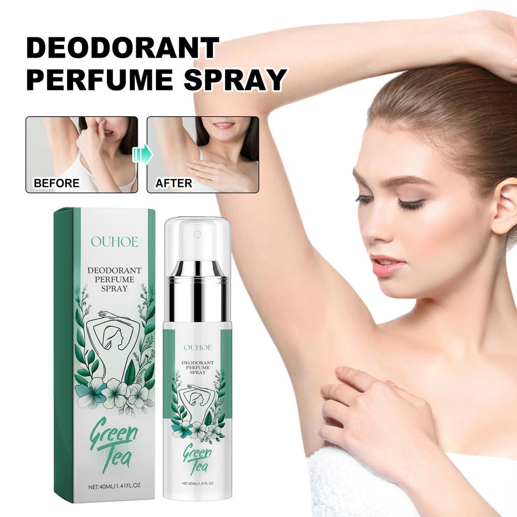 Ouhoe Green Tea Underarm Deodorant Spray For Long Lasting Freshness And Odor Control 40ml Portable Body Care Solution