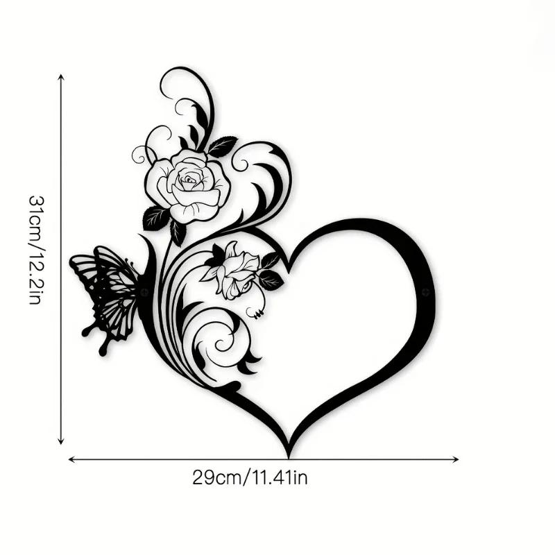 

1 шт. Металлическая роза, бабочка, цветок, форма, настенный знак, любовь - черный. Маленький знак любви семьи. Домашний декор стены. Наклейка на стену. Произведение искусства. белый