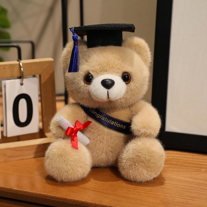 Children's Teddy Bear Doll Doctor Hat Design Plush Toy for Birthday Gift Polyester PP Cotton Mesh Embroidered Stress Relief