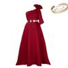 C8613 Elegant European and American Summer One-Shoulder Bow Long Evening Dress