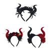 Gothic Red Black Flower Rose Headband Horn Hair Hoop Women Halloween Headband Party Costume Dress Up Carnival Hair Accessories