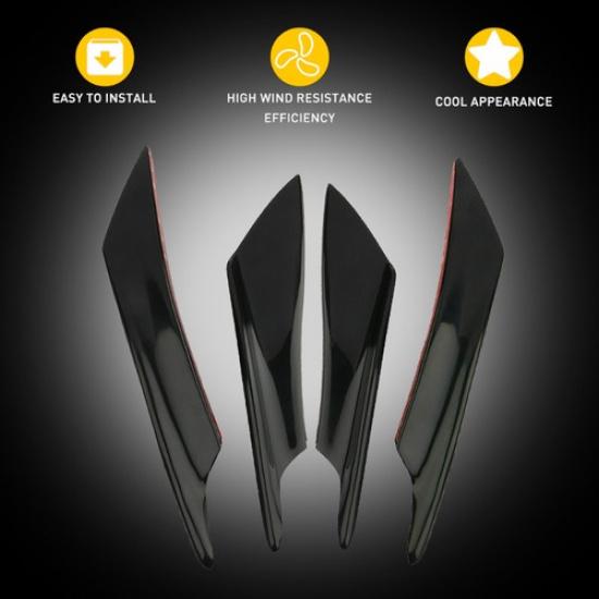4X Universal Black Glossy Front Bumper Lip Canards Diffuser Splitter F