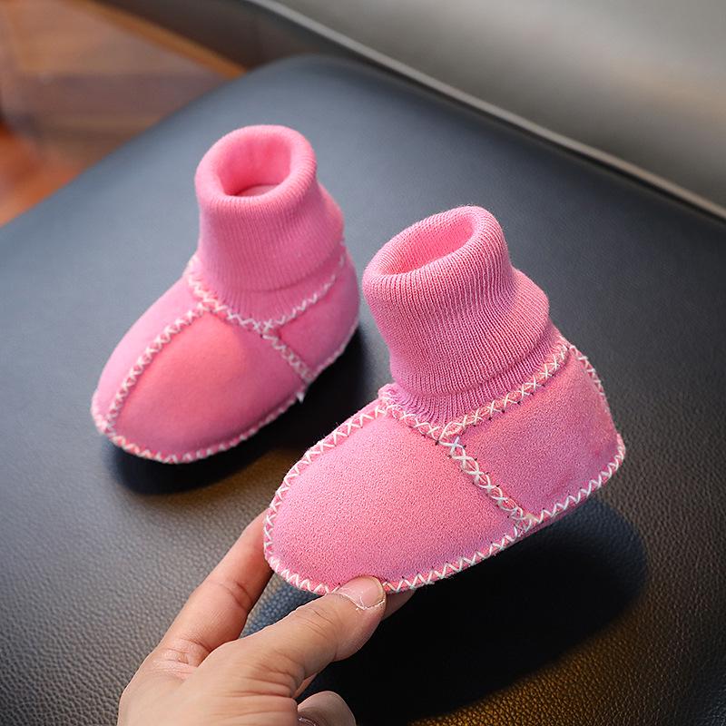 Infant Faux Leather and Fur Baby Socks: Soft Sole Suede Velvet Shoes for 0-12 Months, Perfect for Autumn and Winter
