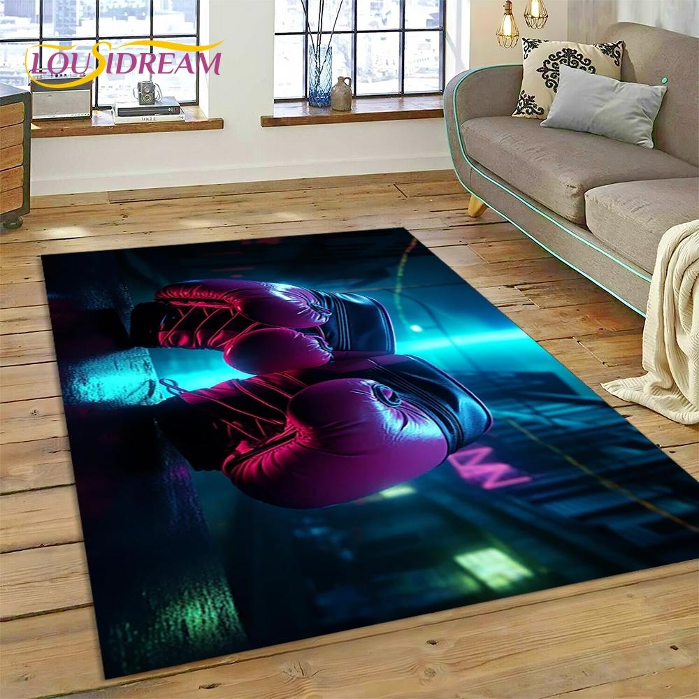 Boxing Gloves Boxer Fight Cartoon Rug Carpet for Living Room Bedroom Home Decor,Floor Mat Non-slip Decoration for Sofa Doormat
