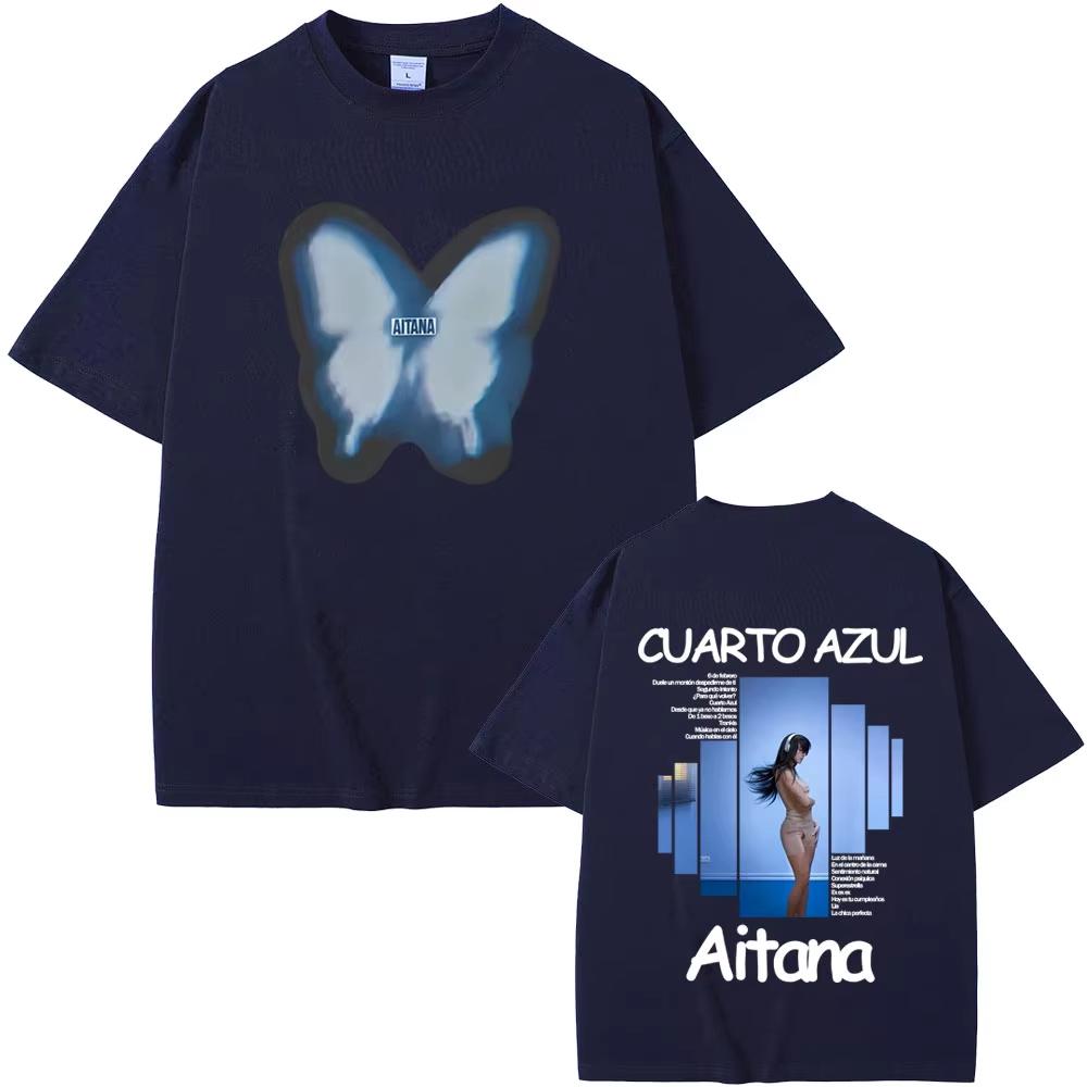 Hot Sale Singer Aitana Cuarto Azul Album Graphic Tshirt Unisexs WOMEN Fashion Pop Music T Shirts Cotton Casual Oversized Tshirts