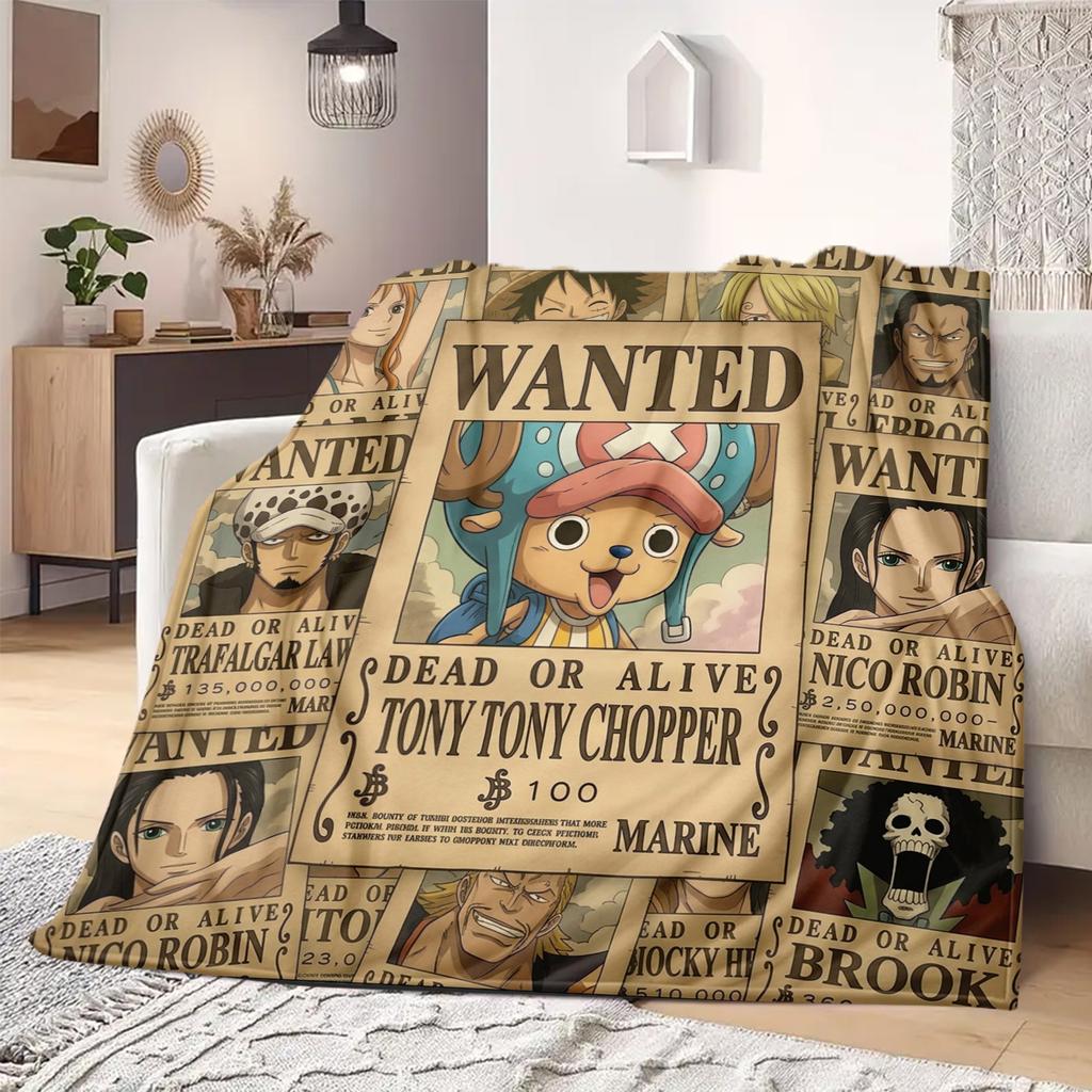 One Piece Art Flannel Blanket Stylish Print Great For Sofa Bedroom Chair Bed Picnic Travel -HE40