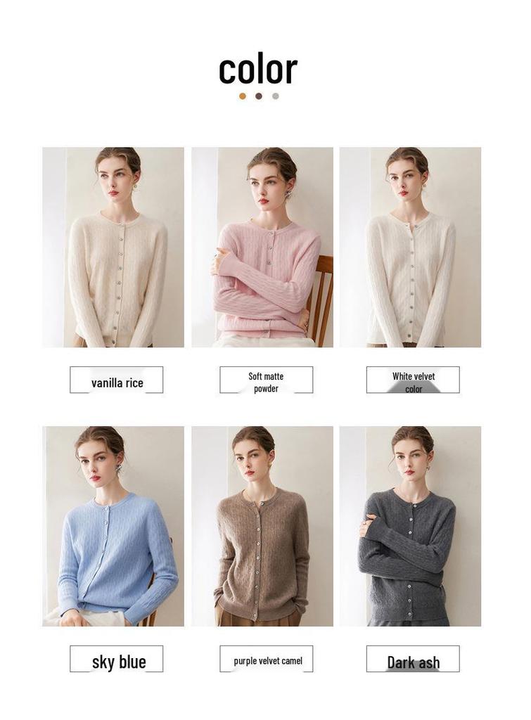 Le Kasha 100% Pure Cashmere Women's Cable Knit Button-Up Cardigan - Autumn/Winter Collection
