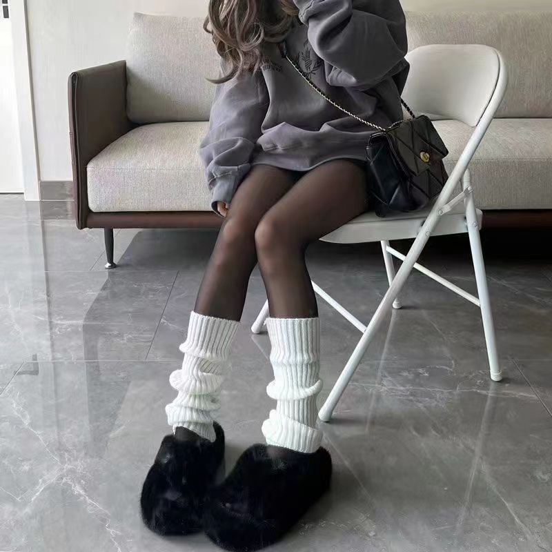 Autumn Winter Japanese Style Knitted Hot Girl Leg Warmers Cuffed Ripped Y2K Subculture Cute Versatile Leg Flared Mouth