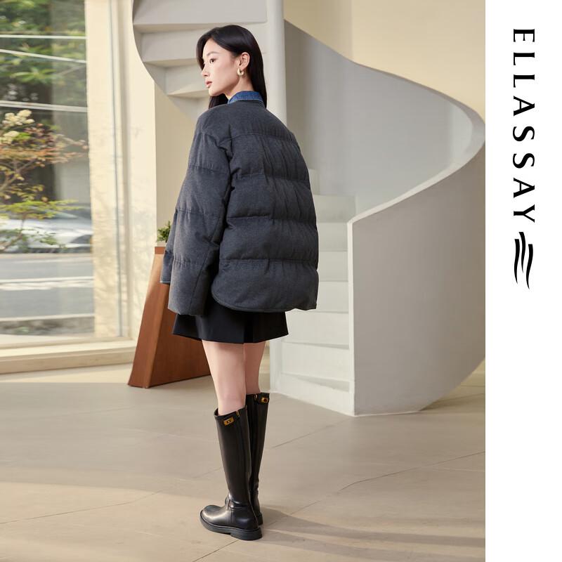 ELLASSAY Women's 2025 Winter Dark Grey Cocoon Down Jacket