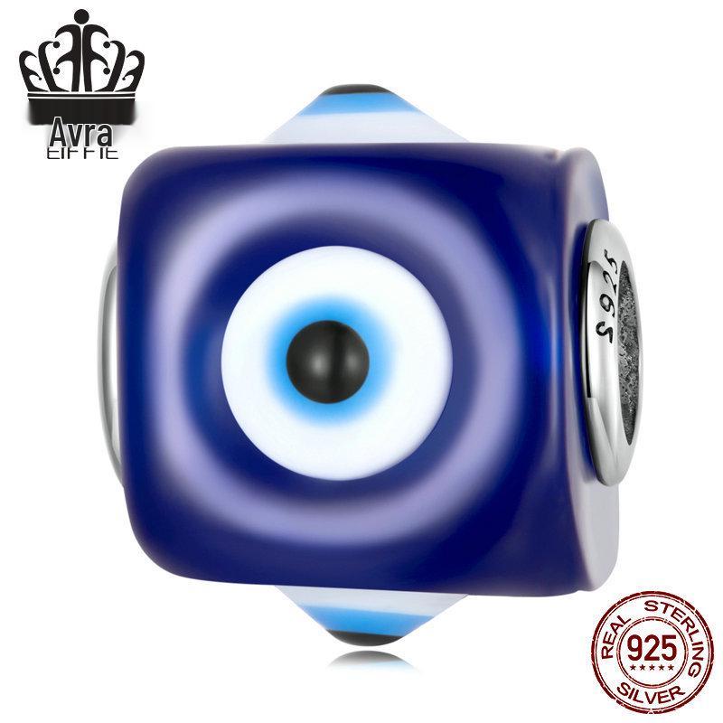 Avle S925 Sterling Silver Devil Eye Bracelet with Oil Drip Beads