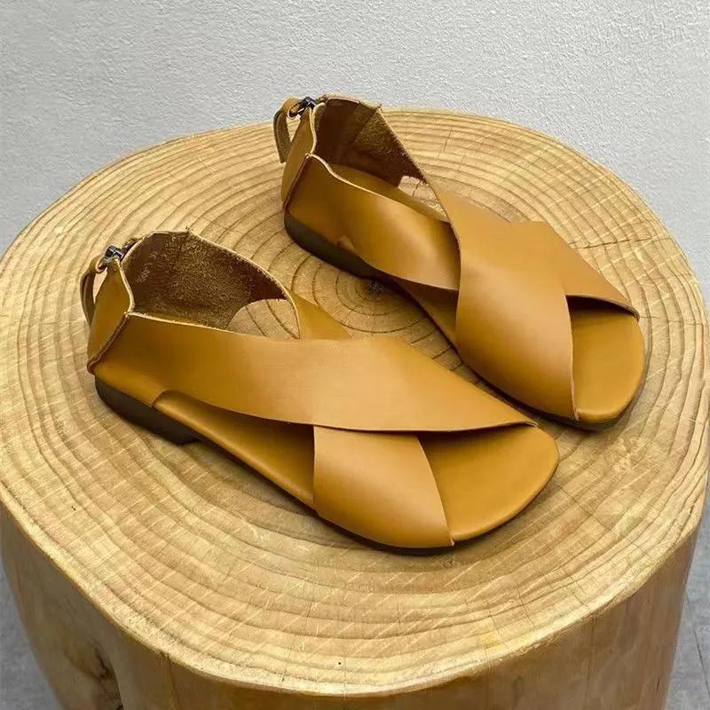 Verão Novas Mulheres Sandália Moda Biqueira Aberta Feminino Simples Gladiador Sapato Flats Salto Casual Praia Roman Senhoras Sapatos Sandalias Mujer