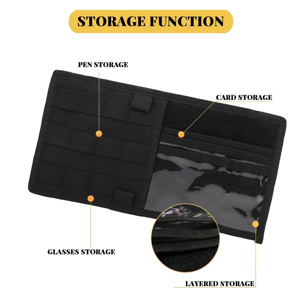 Tactical MOLLE Vehicle Visor Panel EDC Tool Pouch CD File Storage Bag Truck Car Sun Visor Organizer Auto Gear Accessories Holder