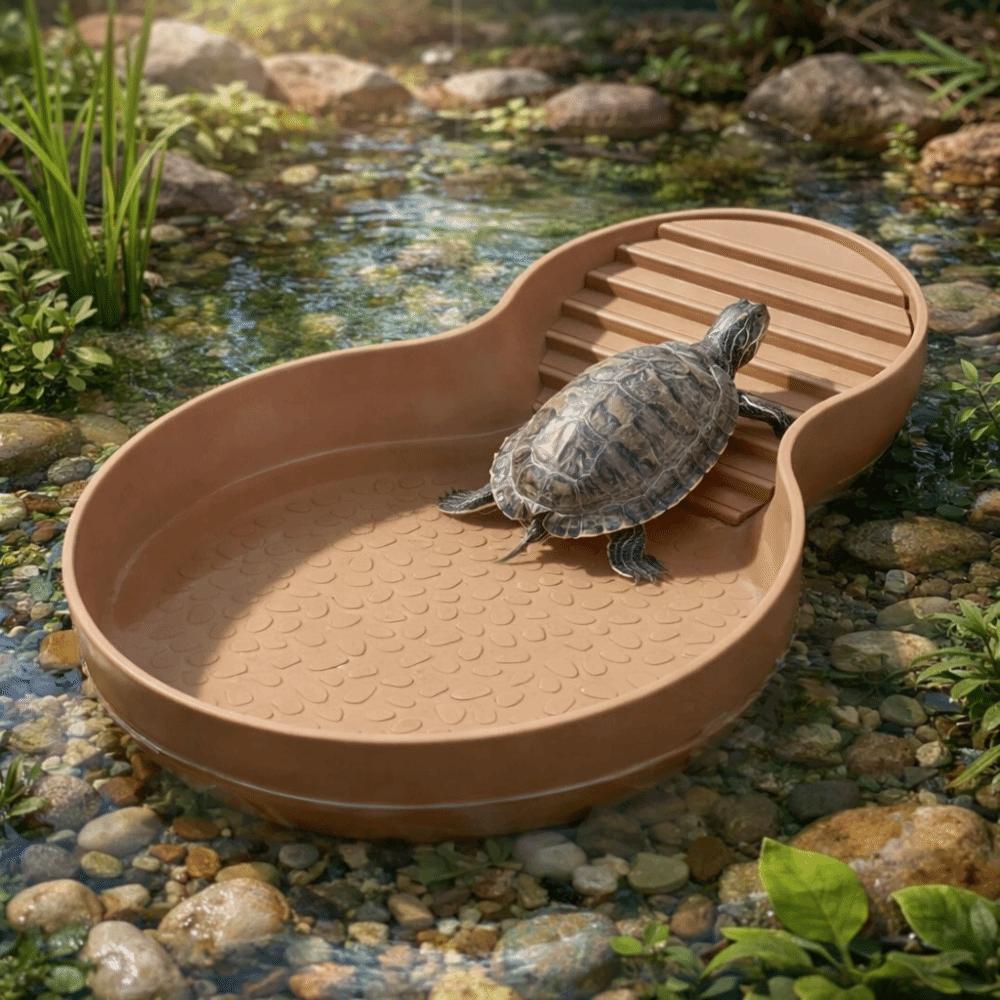 Wide Mouth Tortoise Food Bowl With Ramp Pet Feeder Ledge Reptile Bathing Pool  Habitat Decor