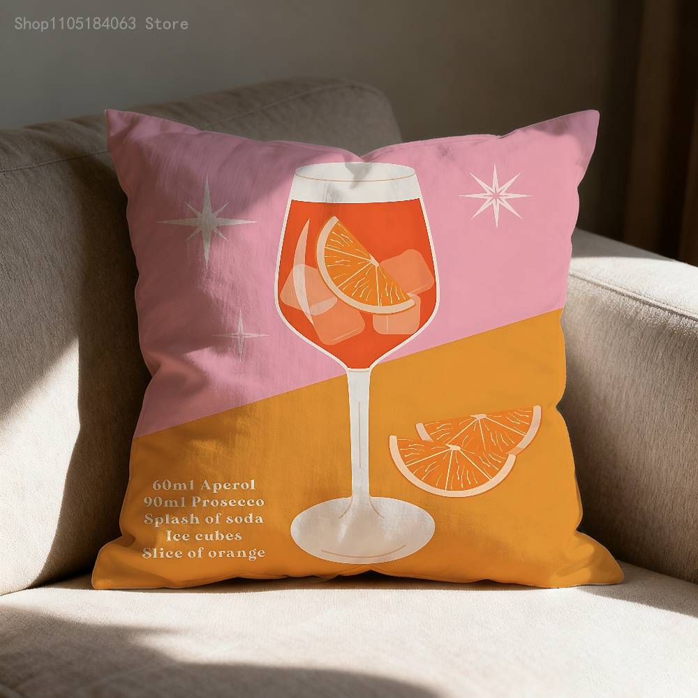 A-Aperol Spritz Kissenbezug für 45x45cm 40x40cm 55x55cm 50x50cm 30x30cm Quadratischer Auto-Kissenbezug Hülle