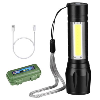 Outdoor LED Torch USB Rechargeable Flashlight Police Tactical Zoom Camping Lamp