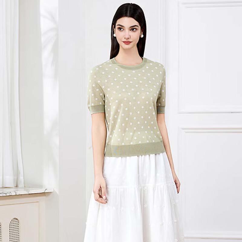 JESSIE Women's Polka Dot Short Sleeve Knit Top