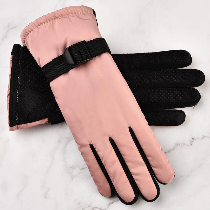 

Женские зимние теплые флисовые утолщенные велосипедные ветрозащитные уличные перчатки милые One Size светло-розовый