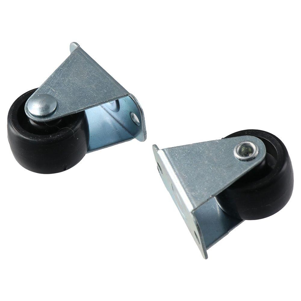4Pcs Low Profile Black Rubber Caster Wheels Small Trolley Wheels 1'' Fixed Castors Workbench