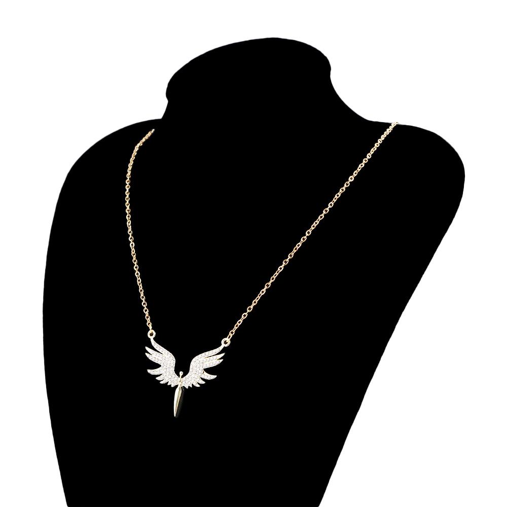 Rhinestones Angel Wings Adjustable Woman Necklaces Choker Clavicle Chain Korean Neck Jewelry