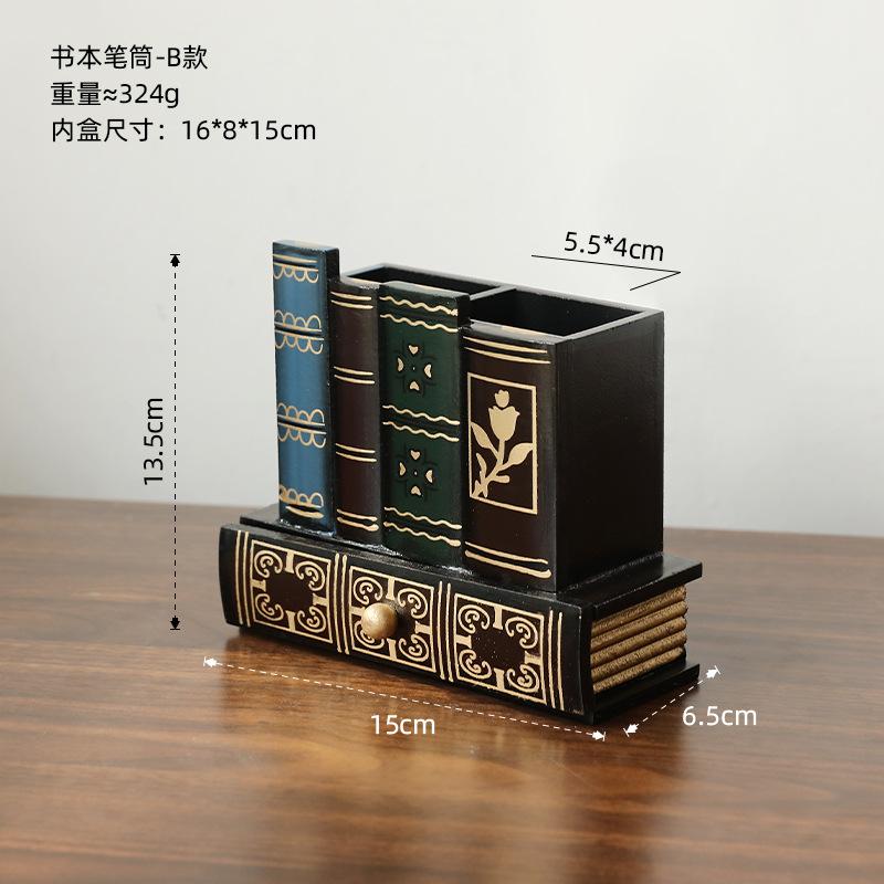 

European Retro Creative Pen Holder Storage Ornament, Office Desk, Household Small Items, Study Room Decoration Desktop