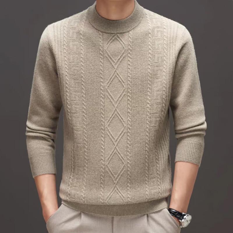 Raphenny Men's Casual Round Neck Wool Sweater AM817