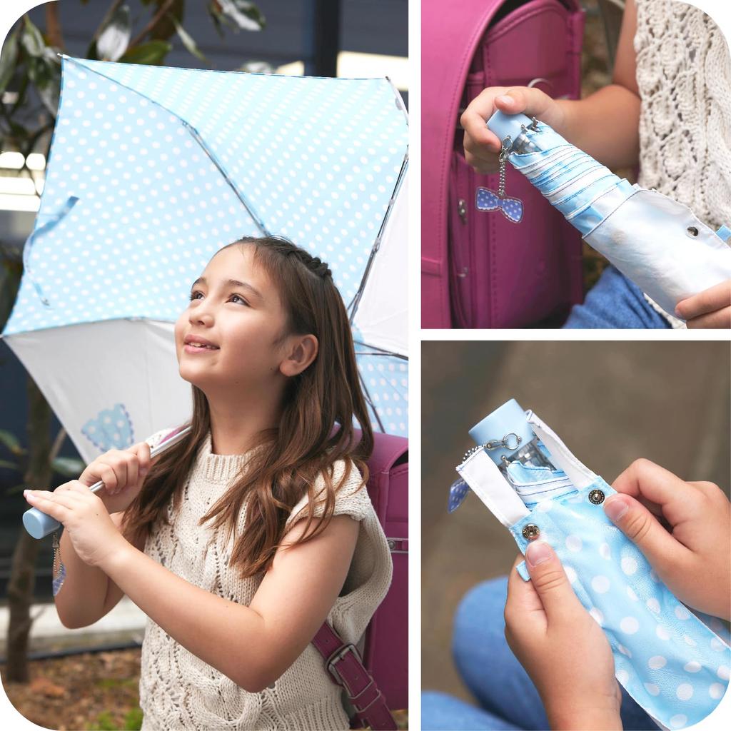 Okamoto Harajuku A Lightweight Mini Umbrella That Fits In a School Cute Folding Umbrella with Ribbon and Polka Dots Aluminum for Elementary School